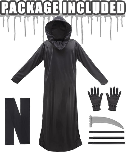 Grim Reaper Costume Set Hooded Robe Cloak Cape Halloween Cosplay