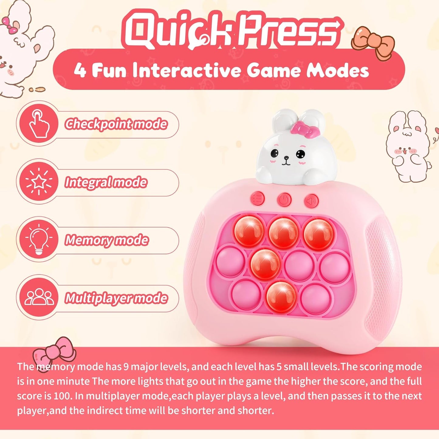 Halloween Light Up Fidget Toy Pop Game for Kids Adults