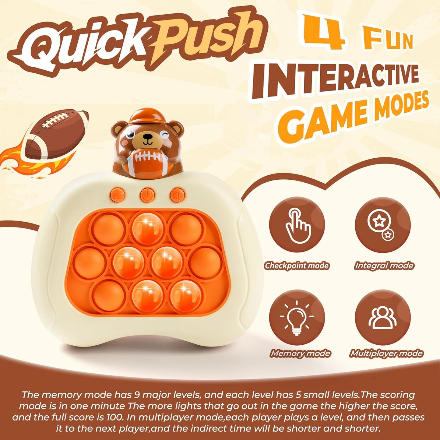 Halloween Light Up Fidget Toy Pop Game for Kids Adults