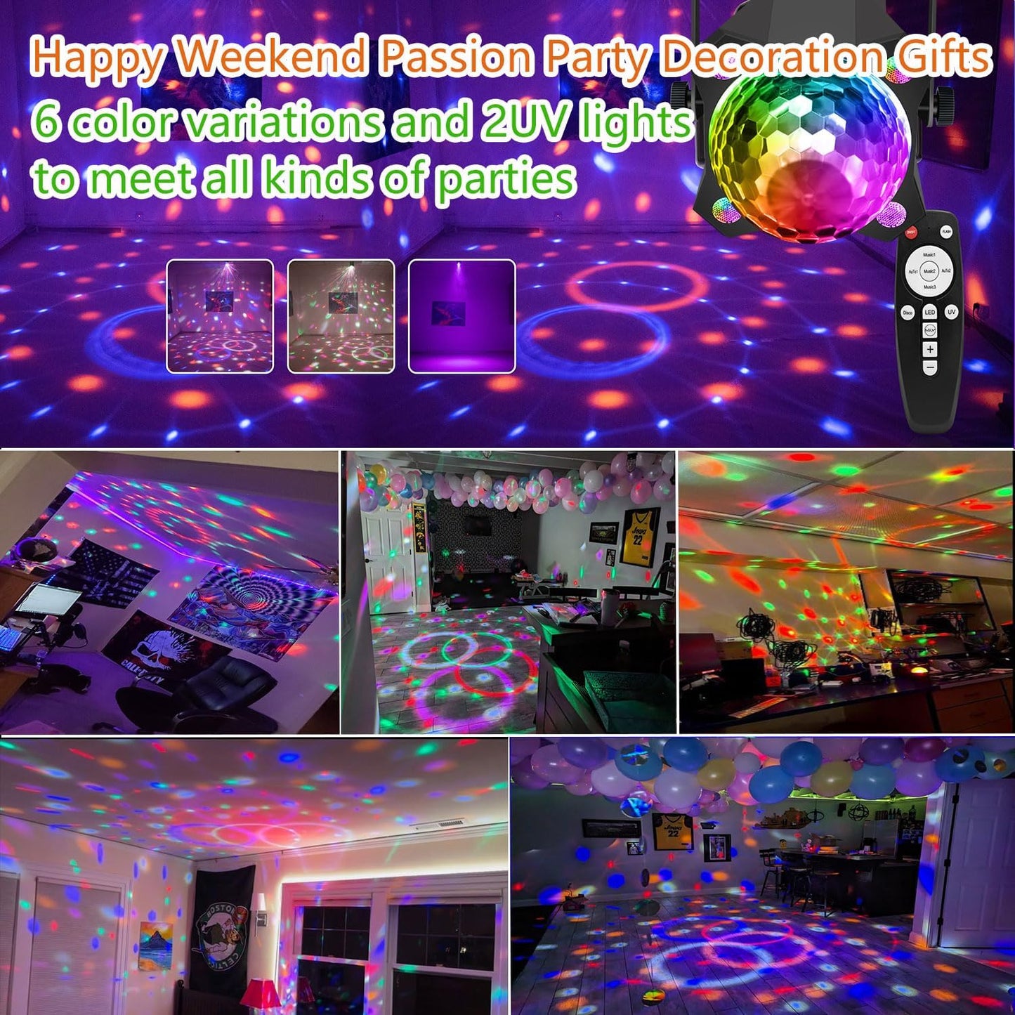 Disco Ball Light Sound Activated Stage Strobe Light for Parties